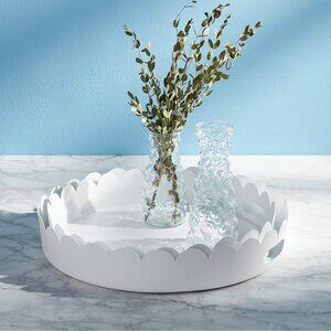 Set/2 Scalloped Metal Trays